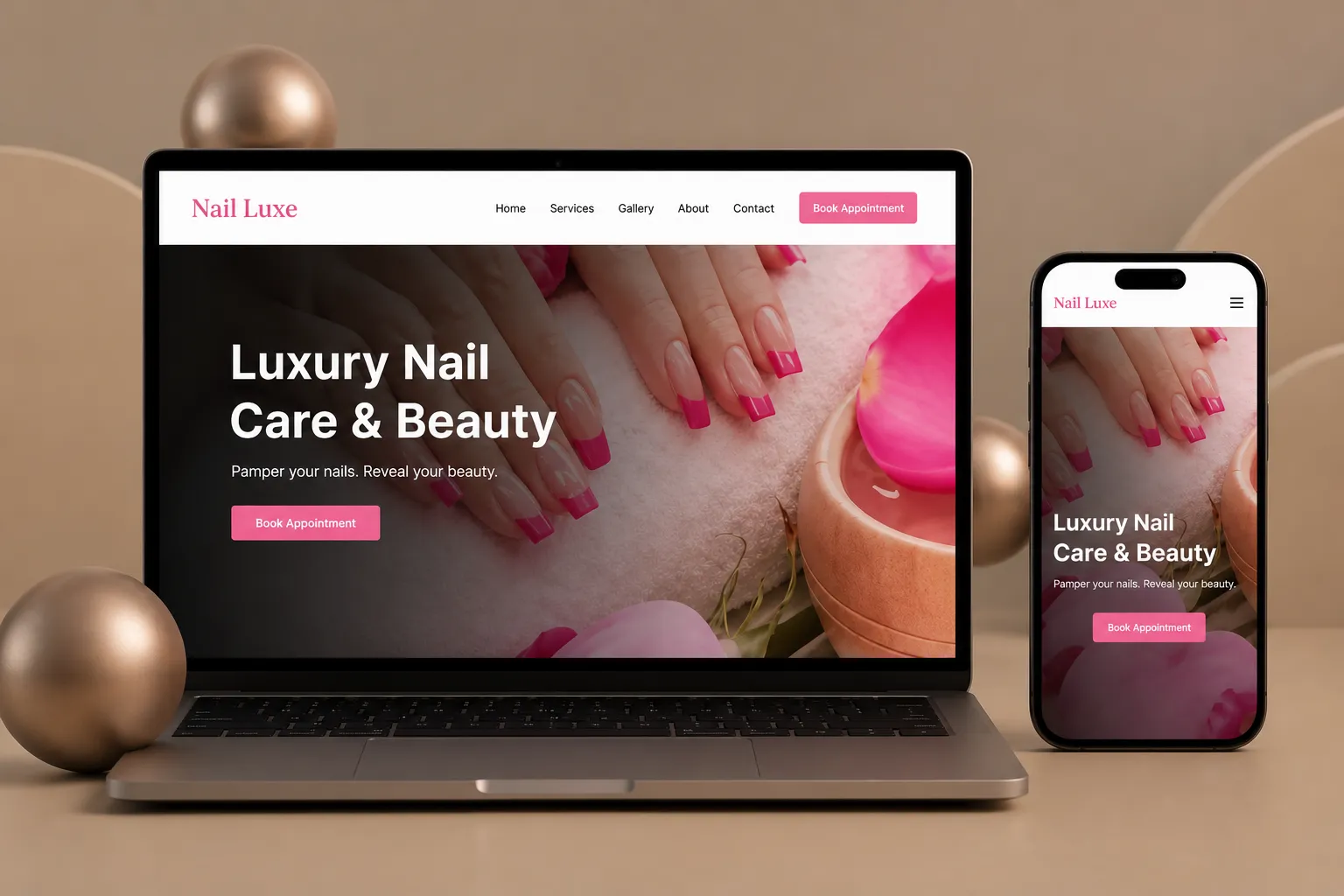 Nail salon website demo project preview